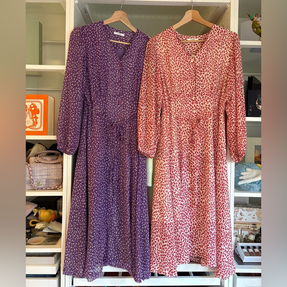 (SOLD) Floral Purple and Red Dresses